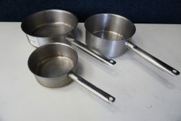 3no. Various Size Stainless Steel Commercial Pans