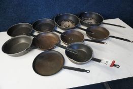 10no. Various Size Frying Pans