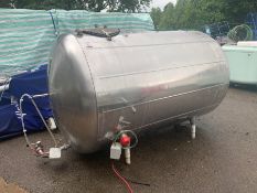 Stainless Steel jacketed hot water vessel, 2600mm x 1400mm, fitted 3 x Heating Elements untested