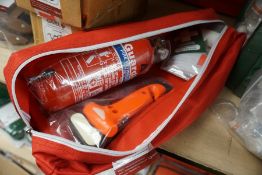 Fire Extinguisher, Glass Hammer and First Aid Kit