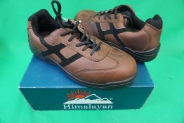 Himalayan 4201 S1P SRC Brown Leather Composite Toe Cap Safety Trainers Shoes, Size: 8