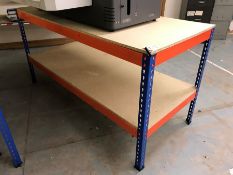 2-tier Metal Orange & Blue Packing Bench. 1840 x 770 x 940mm