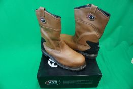 V12 Footwear V1250 Tomahawk Vintage Leather Waterproof Rigger Safety Boots, Size: 12