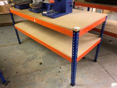 2-tier Metal Orange & Blue Packing Bench. 1840 x 770 x 940mm