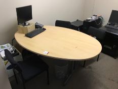 Oval Shaped Boardroom Table Complete with 4no. Chairs, 2-drawer Pedestal