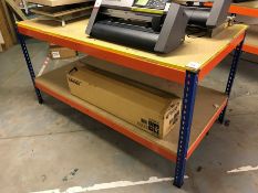 2-tier Metal Orange & Blue Packing Bench. 1840 x 770 x 940mm