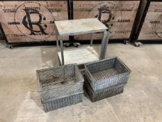 2-Tier Steel Frame Work Table 600 x 380 x 750mm and 4no. Perforated Steel Baskets 470 x 320 x 200mm