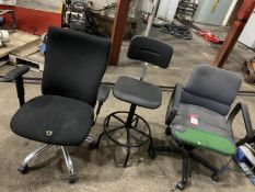 Engineers Stool with 2no. Mobile Office Armchairs