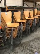 50no. Timber & Chrome Legged Stacking Chairs, Please Note: Buyer Must be Satisfied with the