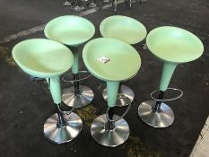 5no. Light Green Height Adjustable Stools, Please Note: Buyer Must be Satisfied with the condition