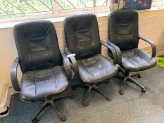 3no. Faux Leather Mobile Office Armchairs