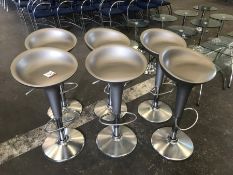6no. Silver Coloured Height Adjustable Stools, Please Note: Buyer Must be Satisfied with the