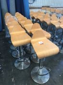 13no. Timber 'S' Shaped Chrome Based Stools, Please Note: Buyer Must be Satisfied with the condition