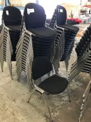 15no. Chrome Framed Black Stacking Chairs, Please Note: Buyer Must be Satisfied with the Condition