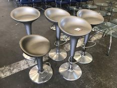 5no. Silver Coloured Height Adjustable Stools, Please Note: Buyer Must be Satisfied with the