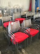 5no. Red Chrome Framed Wire Backed High Chairs & 8no. Red Chrome Framed Wire Backed Armchairs