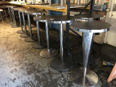 10no. Black Topped Chrome Framed Poser Tables, 600mm Dia 1070mm High, Please Note: Buyer Must be