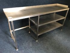 Stainless Steel Corner Table, 2100 x 650 x 900mm