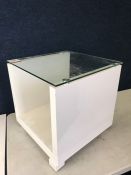 Glass Topped Coffee Table, Note: Foot Requires Attention, 500 x 500 x 500mm