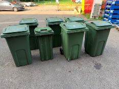 7no. Various Green Wheelie Bins as Lotted, Some Wheels Missing, Bins have Holes in the Bottom