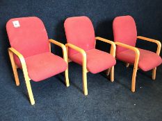 3no. Tweed Upholstered Timber Framed Reception Chairs