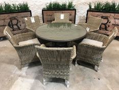 LG Outdoor Furniture Comprising; Key Largo 120cm Round Table Code: KLA12, 6no. Monaco Hazel Armchair