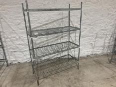 4-Tier Wire Shelving Unit 1160 x 1690 x 500mm, Please Note Shelves Appear Seized and Unable to be