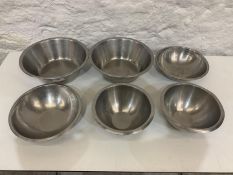 6no. Various Stainless Steel Commercial Mixing Bowls
