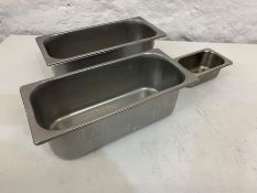 2no. Various Gastronorm Trays, 2no. 135 x 330 x 120mm and 1no. 85 x 150 x 65mm