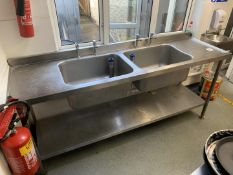 Stainless Steel Twin Basin Sink Unit with Splashback 2100 x 650 x 970mm