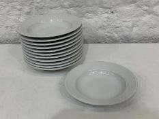 12no. Ridged Rim White Porcelain Bowls 225mm dia