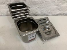 5no. Gastronorm Pans 135 x 150 x 150mm Complete with Lids