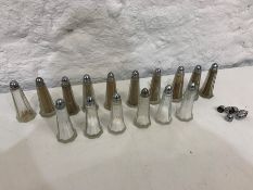 6no. Glass Salt Shakers and 10no. Glass Pepper Shakers with Spare Lids