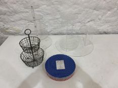 4no. Various Cake Stands and Basket as Lotted