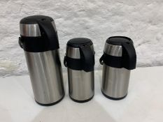 3no. Various Size Tea/Coffee Pump Action Airpots