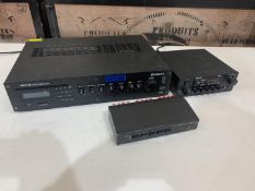 Adastra RMC120 Mixer Amplifier, QTX KAD-2BT Stereo Amplifier and TC-25 5-Way Professional Stereo