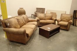 Lot of 82" Sofa, 62" Loveseat and Occasional Chair-USED.