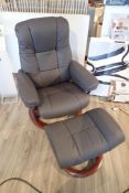 Ekornes Stressless Mayfair Medium Paloma Leather Reclining Arm Chair w/ Ottoman.