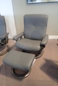 Ekornes Stressless Dover Large Paloma Leather Reclining Arm Chair w/ Ottoman and Elevator Rings for