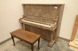 Upright Grand Piano and Bench-USED-MISSING LID.