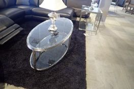 Hancock & Moore Jinx 56"x26" Oval Coffee Table, 27"x22 End Table and 24" Round End Table w/ Bevelled