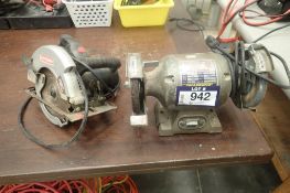 Lot of Birco 6" Bench Grinder and Craftsman Circular Saw.