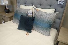 Lot of European Trezzo Bedding inc. Duvet Cover, (4) 24" Throw Pillows and (1) 16" Throw Pillow.