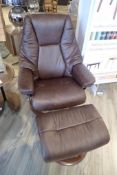 Ekornes Stressless Live Medium Paloma Leather Reclining Arm Chair w/ Ottoman.