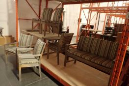 Outdoor Furniture Set w/ 58"x35" Table w/ (2) 18" Leaves, 3 Side Chairs, 2 Captains Chairs and Loves