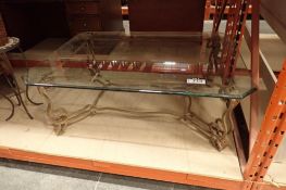 Wrought Iron Bevelled Glass Top 50"x35" Coffee Table-USED.
