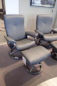 Ekornes Stressless Dover Medium Paloma Leather Reclining Arm Chair w/ Ottoman and Elevator Rings for