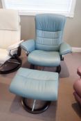 Ekornes Stressless Nordic Medium Paloma Leather Reclining Arm Chair w/ Ottoman.