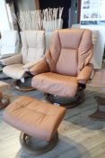 Ekornes Stressless Live Large Paloma Leather Reclining Arm Chair w/ Ottoman.