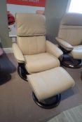 Ekornes Stressless Admiral Medium Paloma Leather Reclining Arm Chair w/ Ottoman.